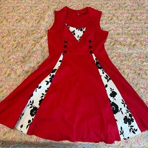 Killareal Red Retro Swing Fit-and-Flare Women’s Dress